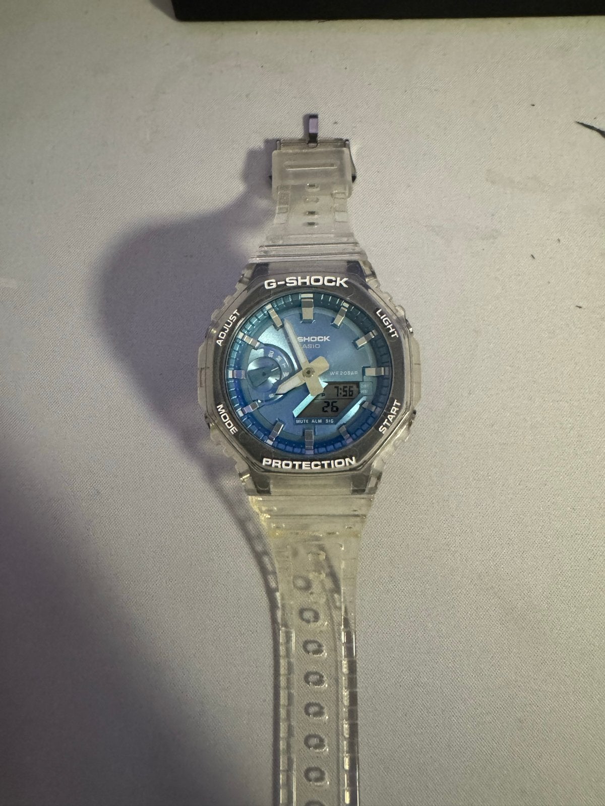 G-Shock GA-2100SKE-7AER Transparant / Blauw, Casio, Kunststof, Polshorloge, Ophalen of Verzenden