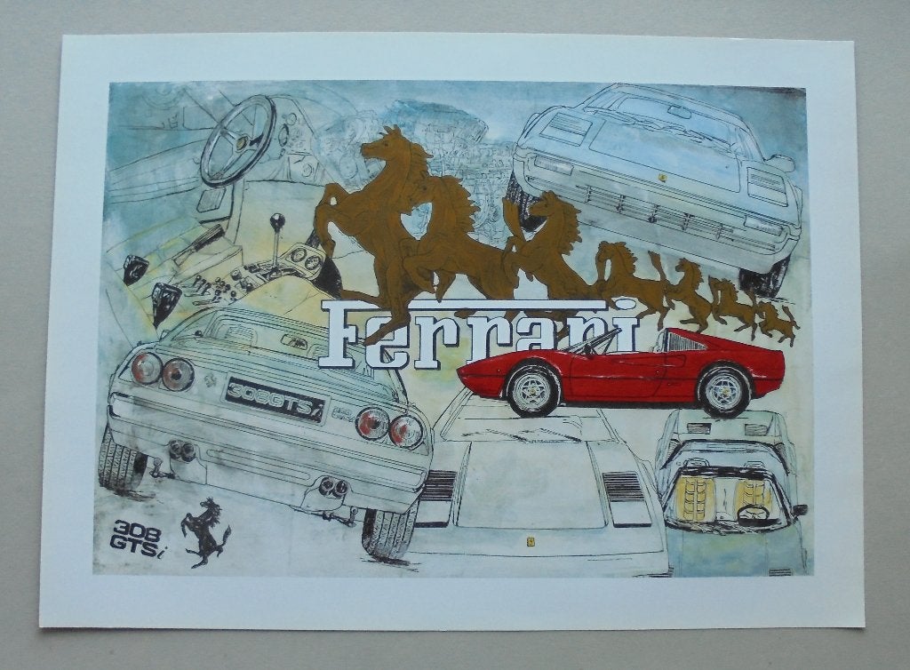 Ferrari poster 308 GTS, Ophalen of Verzenden, Zo goed als nieuw, Auto's