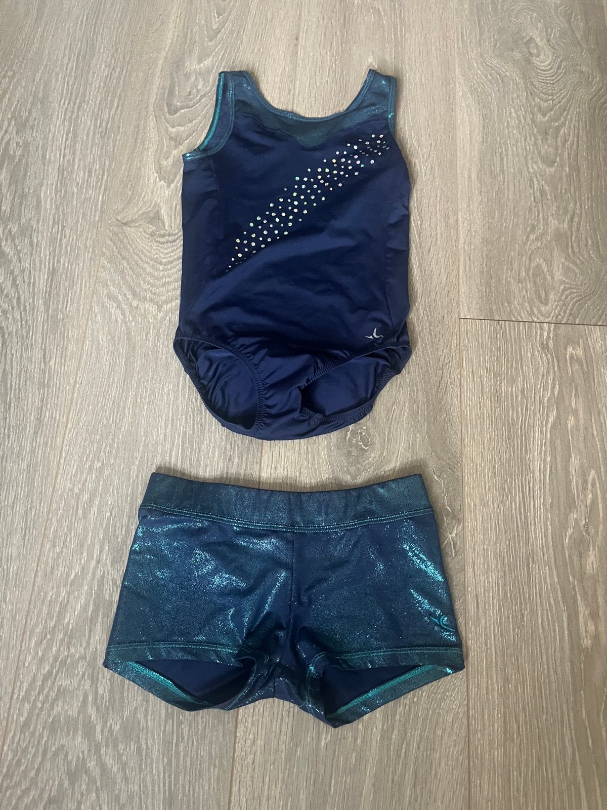 Turnpakje en broekje voor meisjes - Donkerblauw met glitters, Ophalen of Verzenden, Zo goed als nieuw, Meisje