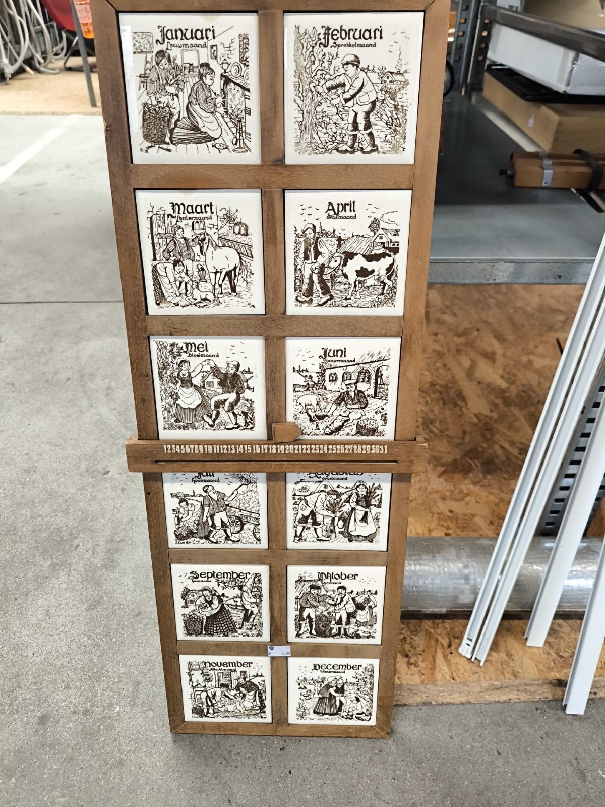 vintage tableau /kalender oud hollandse tegeltjes, Huis en Inrichting, Ophalen, Gebruikt