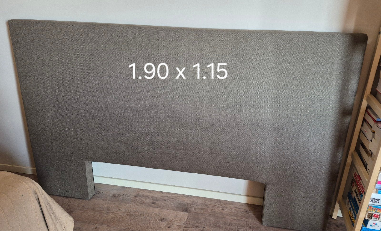 Hoofdbord bed taupe 190x115 cm, Ophalen, Tweepersoons, 190 cm of minder, Zo goed als nieuw