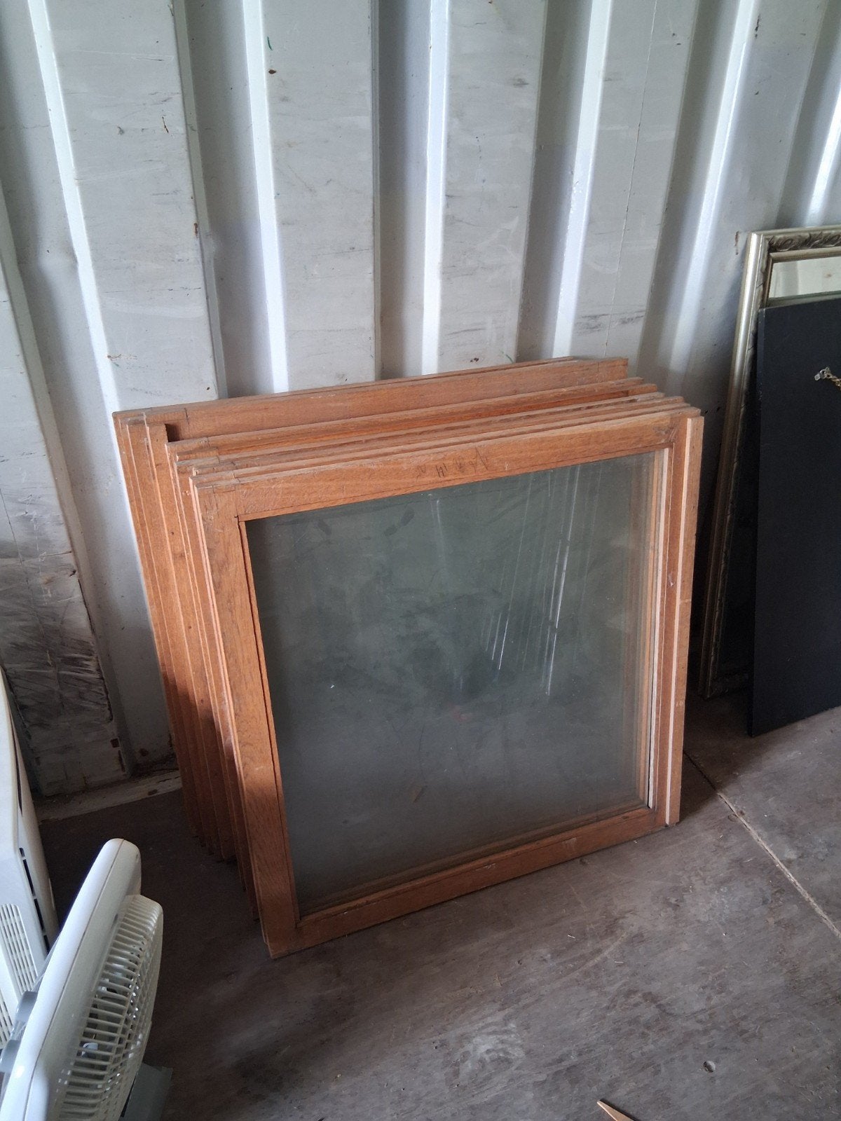 11 ramen met hardhouten lijst - project of kweekkast, Gevelraam of Ruit, Gebruikt, Minder dan 80 cm, Minder dan 80 cm