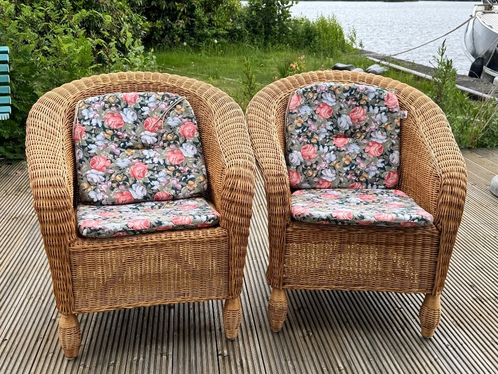 2 rotan stoelen, Huis en Inrichting, Ophalen, Gebruikt, Twee, Bruin