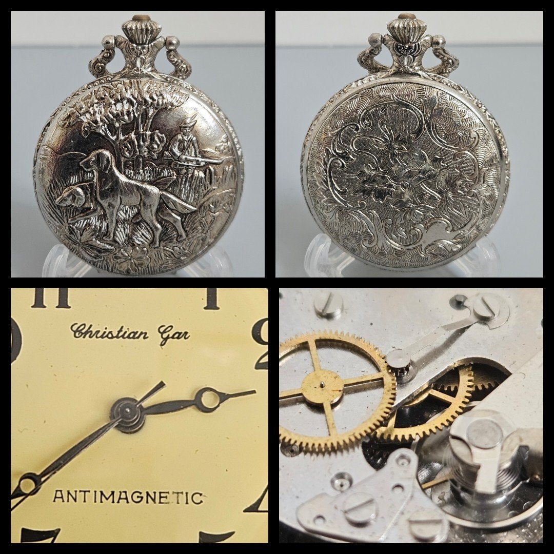 heren zakhorloge,  jager met honden, ankergang, loopt netjes, Ophalen of Verzenden