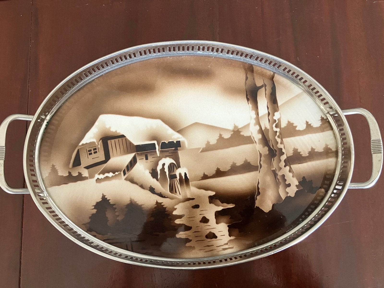 Ovaal dienblad Art Deco, Ophalen of Verzenden