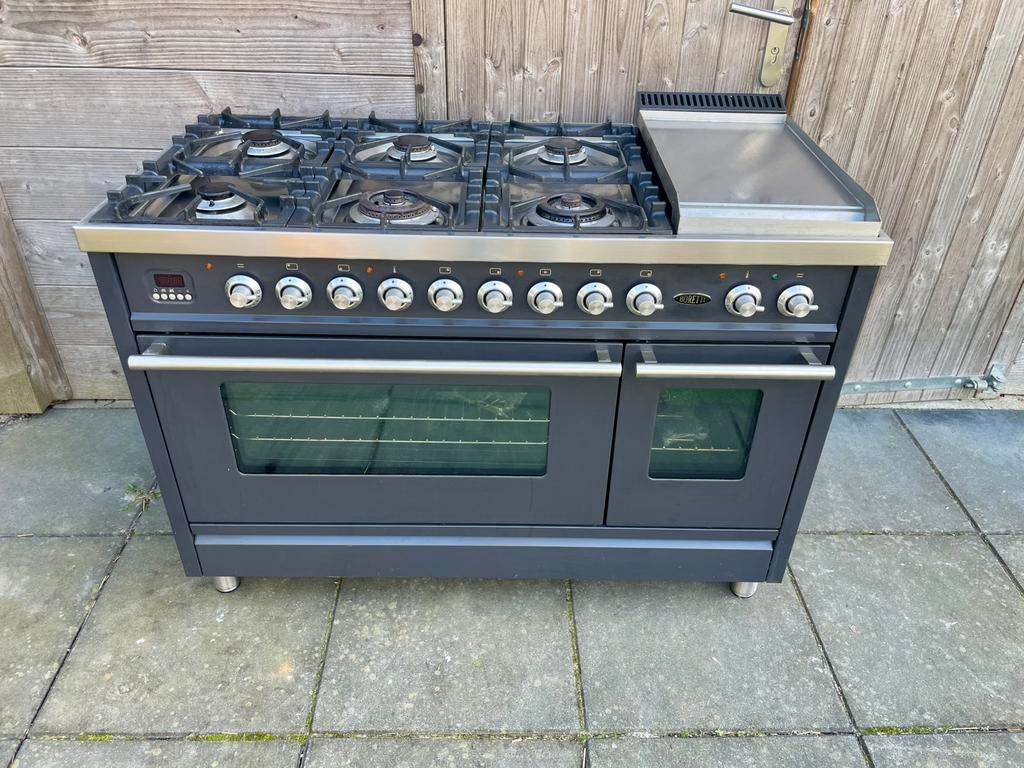 Uniek Boretti 120cm fornuis met gas- en elektrische oven!, Ophalen of Verzenden, Zo goed als nieuw, Gas, Vrijstaand
