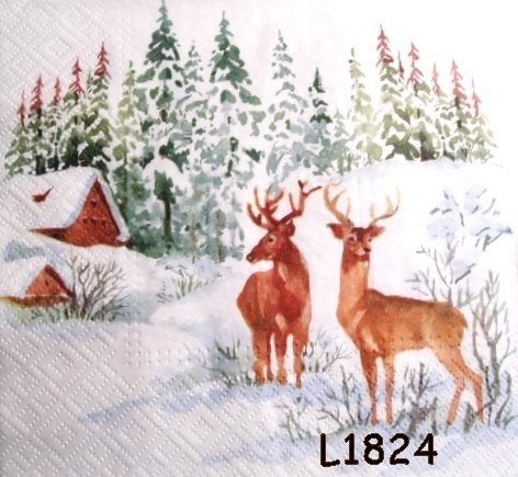 Servetten decoupage/bullet journal * herten in winter L1824, Verzenden, Nieuw