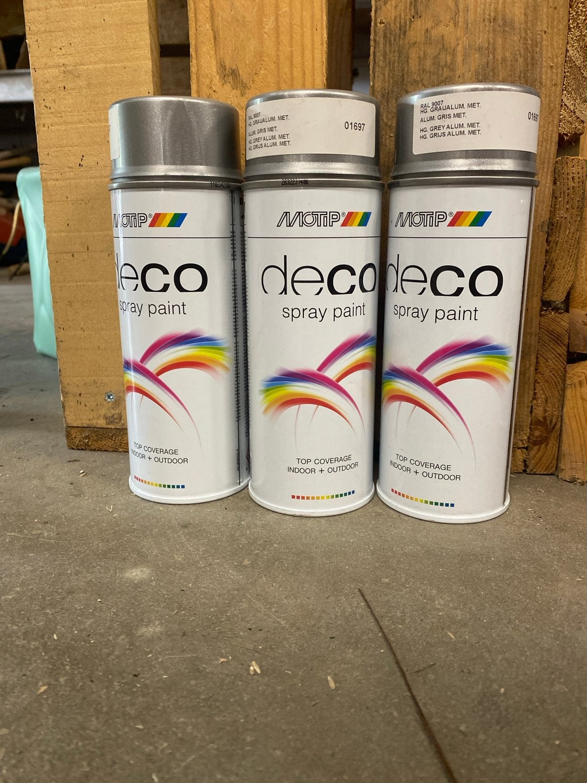 3x Motip Deco Spray Paint RAL 9007 Grijs Aluminium Metallic, Onbekend, Nieuw, Ophalen of Verzenden, Onbekend