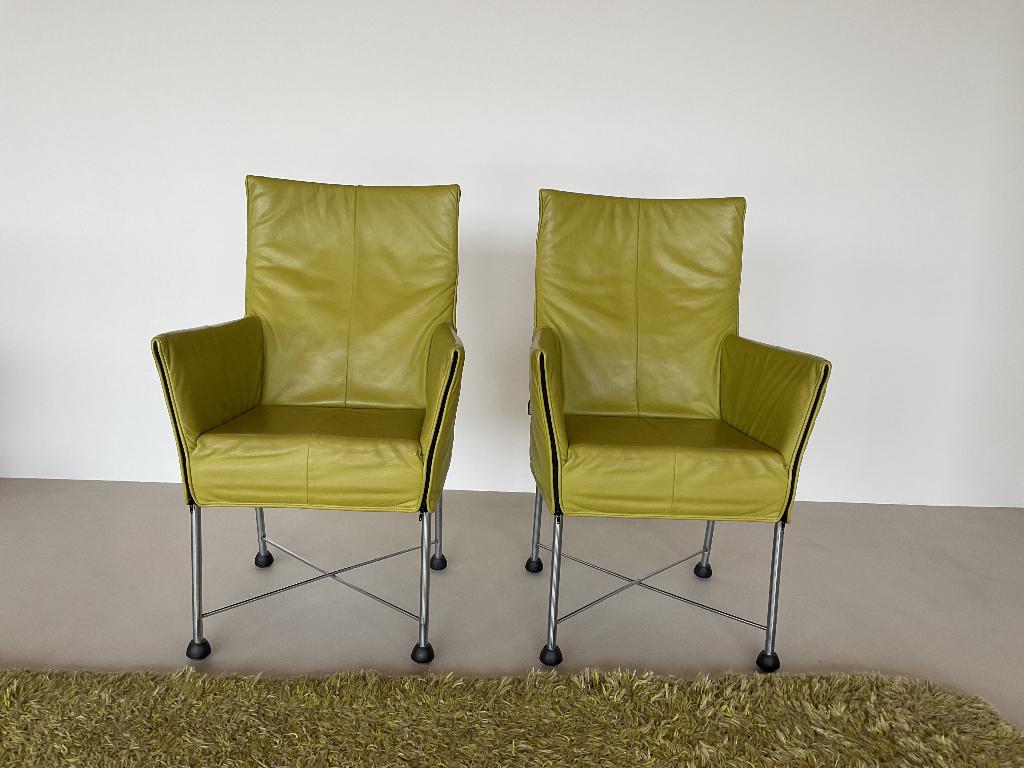 Leren stoelen en karpet 100% wol, Ophalen, Gebruikt