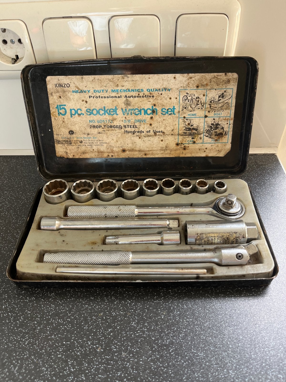 Kinzo 15-delige doppenset - Heavy Duty Mechanics Quality, Ophalen of Verzenden, Gebruikt, Gereedschapsset, Overige merken