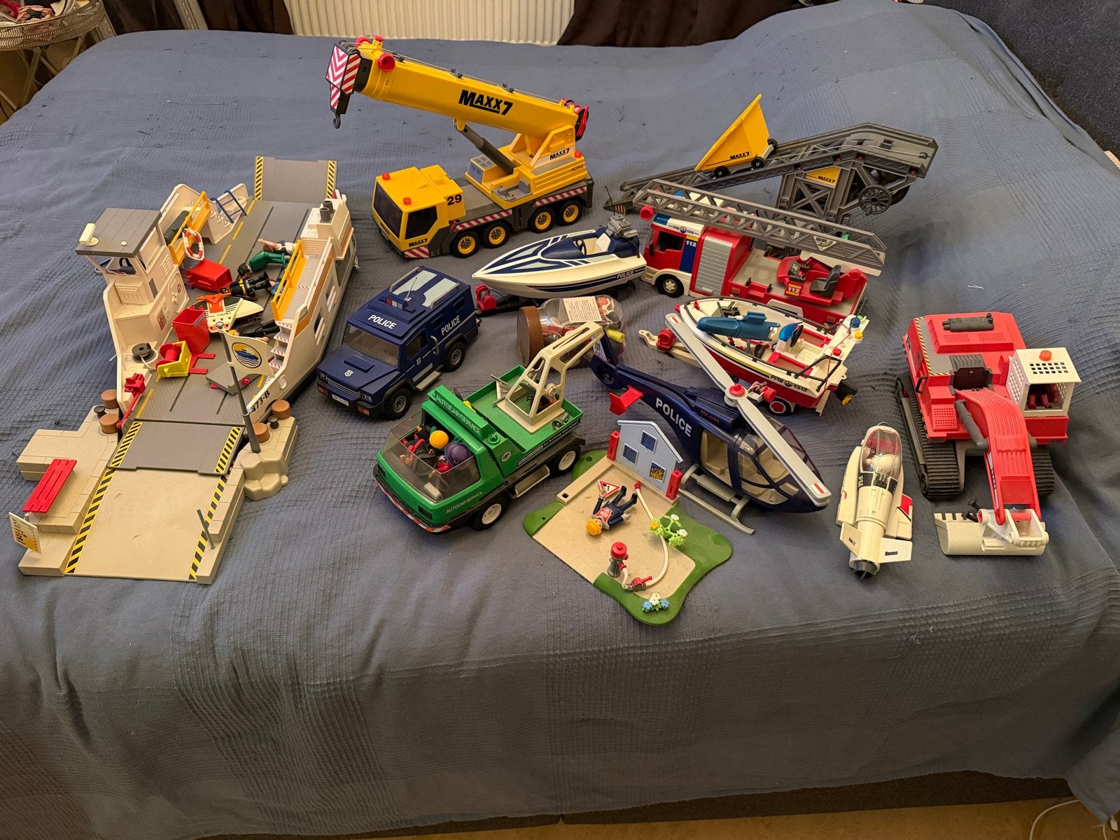 Grote Playmobil set: boot, kraan, politie, brandweer, heliko, Ophalen, Gebruikt, Jongen of Meisje