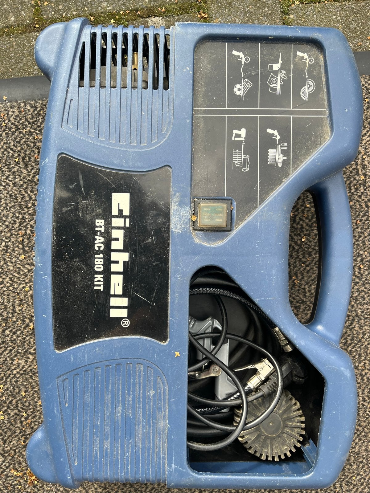 Einhell BT-AC 180 KIT Luchtcompressor/Bandenpomp, Gebruikt, Ophalen of Verzenden, Minder dan 200 liter/min, Minder dan 6 bar