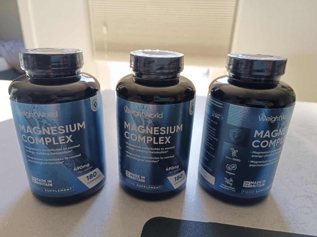 3x verzegelde Magnesium Complex 180 capsules - WeightWorld, Ophalen of Verzenden