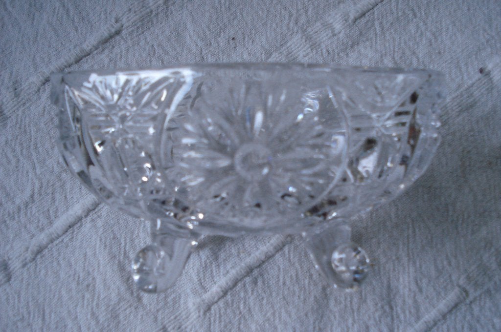Glaskristallen Bakje op pootjes, 9,5x13,5 cm, Antiek en Kunst, Ophalen of Verzenden