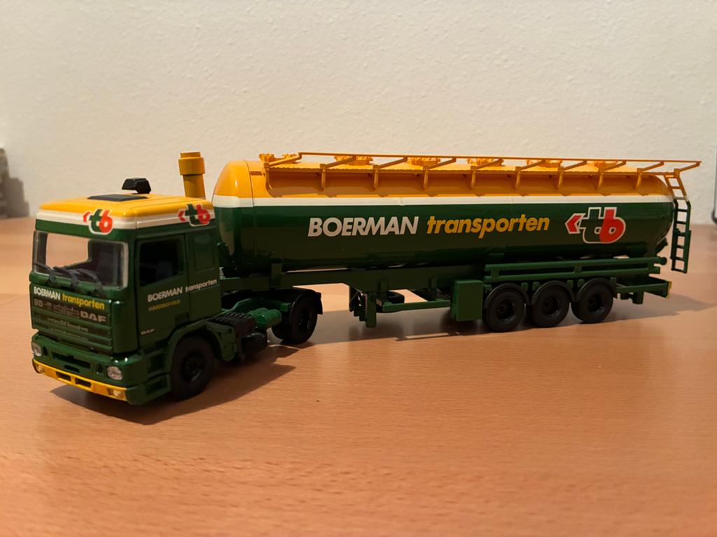 Tekno DAF95 Space Cab met bulktrailer Boerman, Ophalen of Verzenden, Zo goed als nieuw, Bus of Vrachtwagen, Tekno