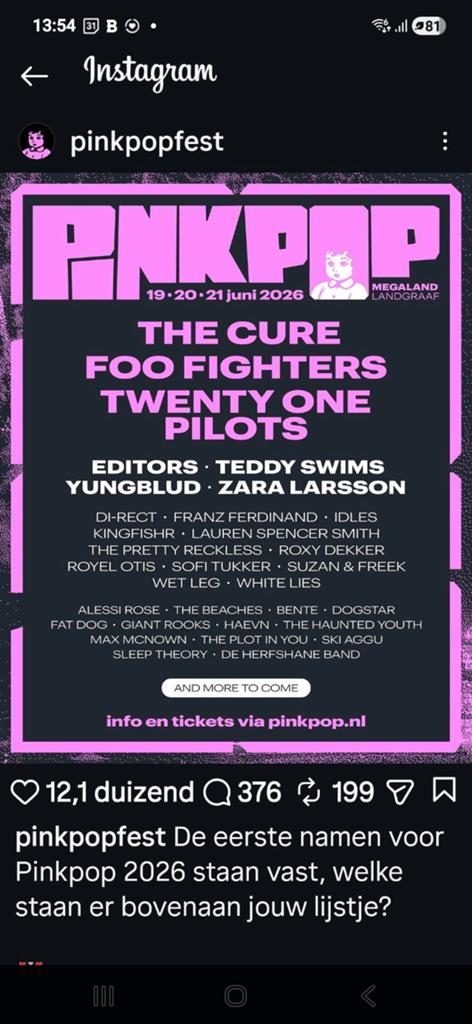 Ticket Pinkpop zaterdag, Eén persoon