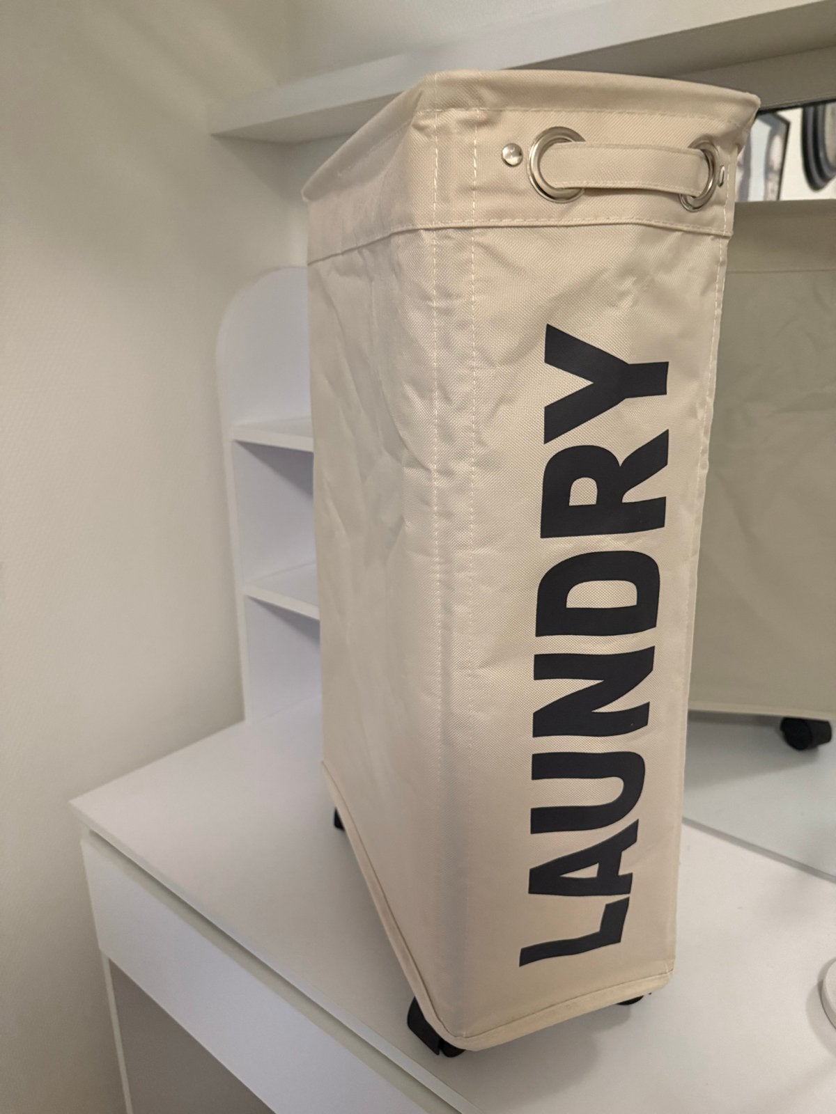 Wenko Laundry Basket - Beige met wielen, Ophalen, Zo goed als nieuw, Beige, Textiel