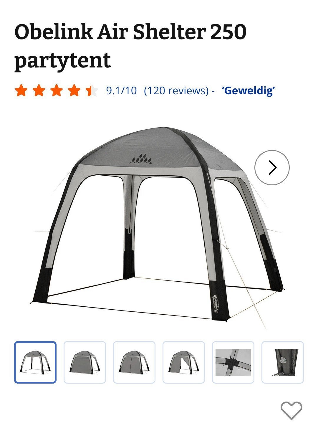 Obelink opblaasbare overkapping cq partytent, Ophalen of Verzenden, Zo goed als nieuw, Minder dan 5 meter