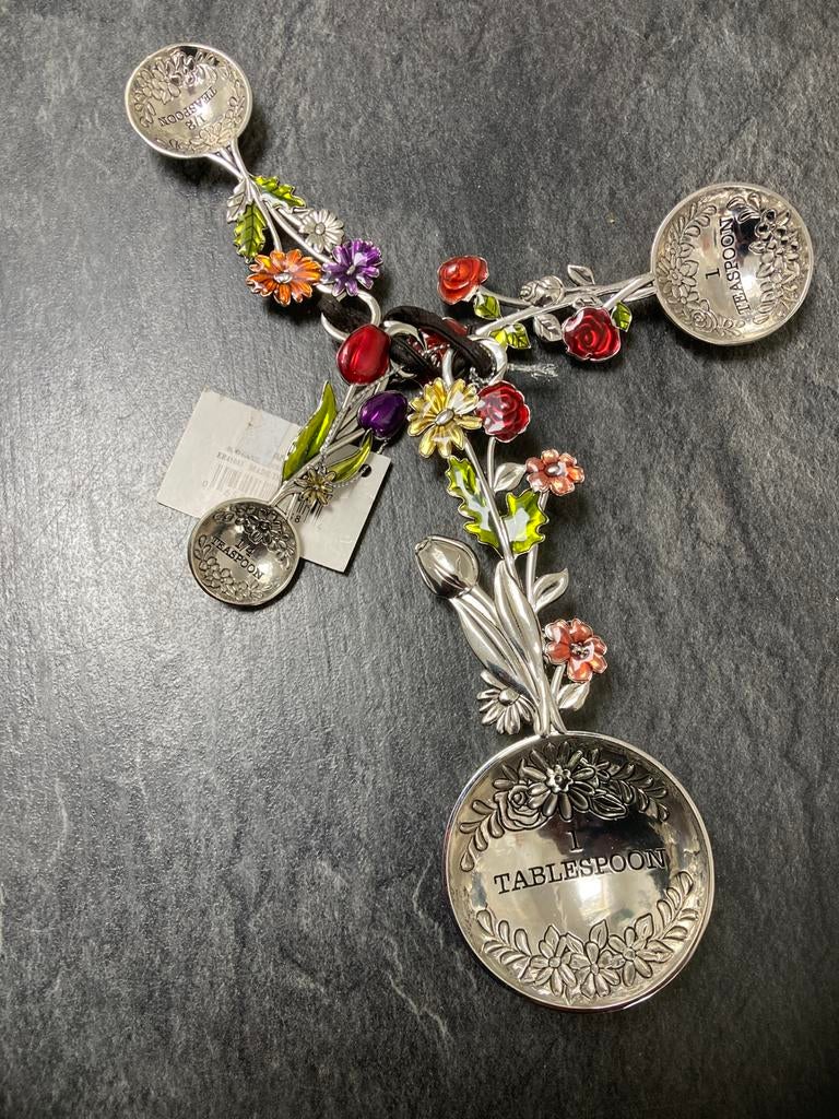 Decoratieve Maatlepels Set - Bloemen Design, Ophalen of Verzenden, Zo goed als nieuw