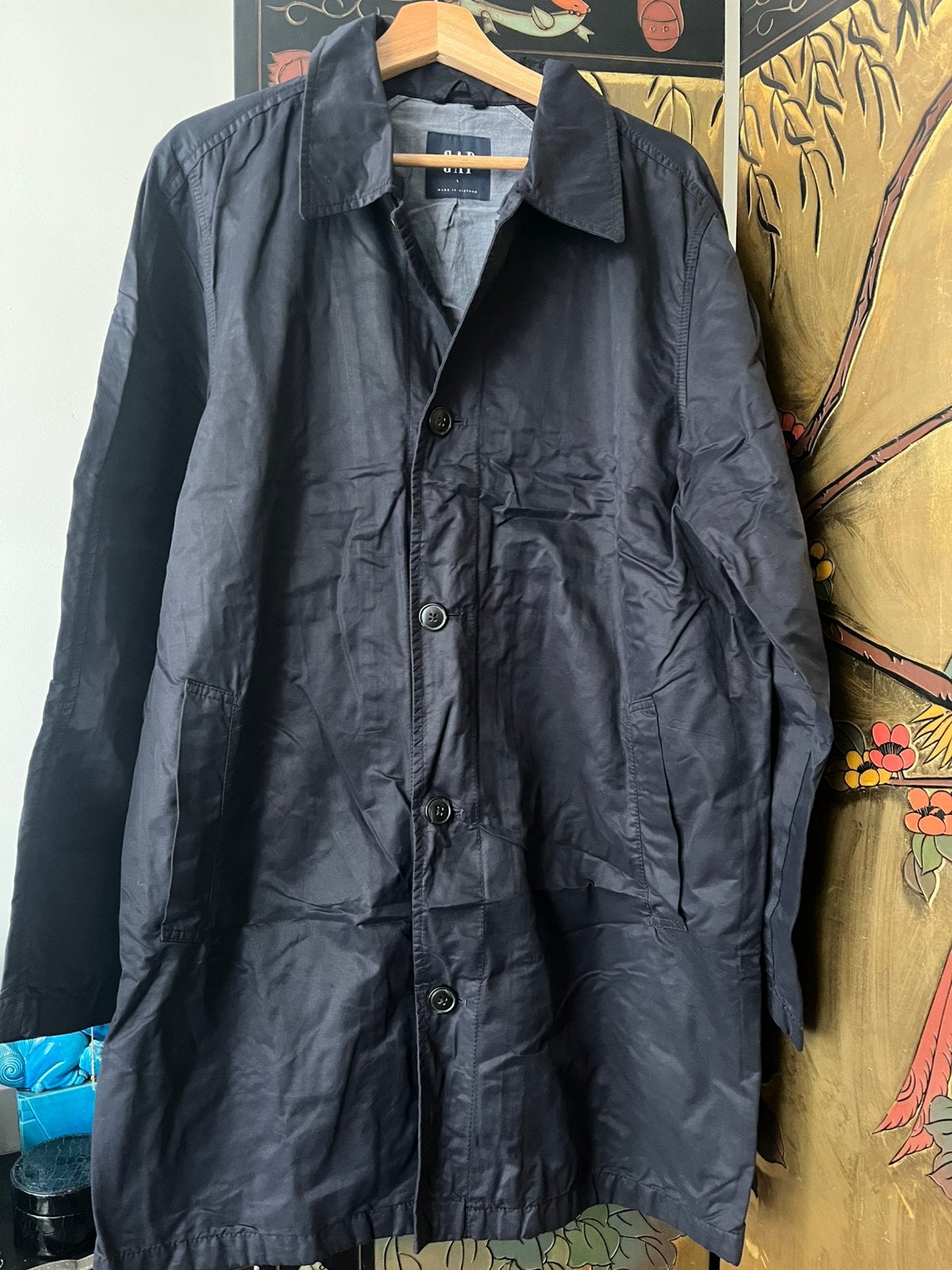 Gap trenchcoat heren donkerblauw, Ophalen of Verzenden, Zo goed als nieuw, Blauw