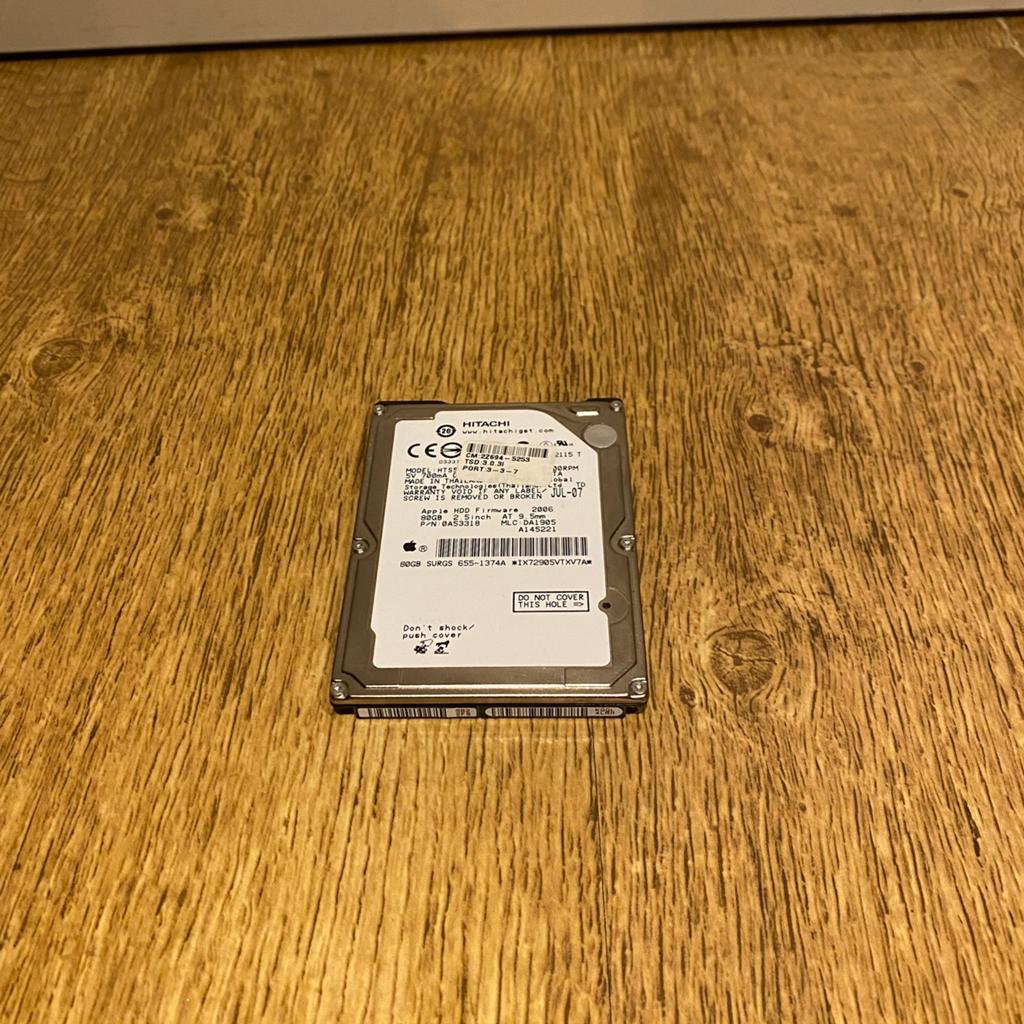 Hitachi 80GB Apple Hardeschijf 2,5 inch, Computers en Software, Harde schijven, Gebruikt, Laptop, Intern, HDD, SATA, Ophalen of Verzenden