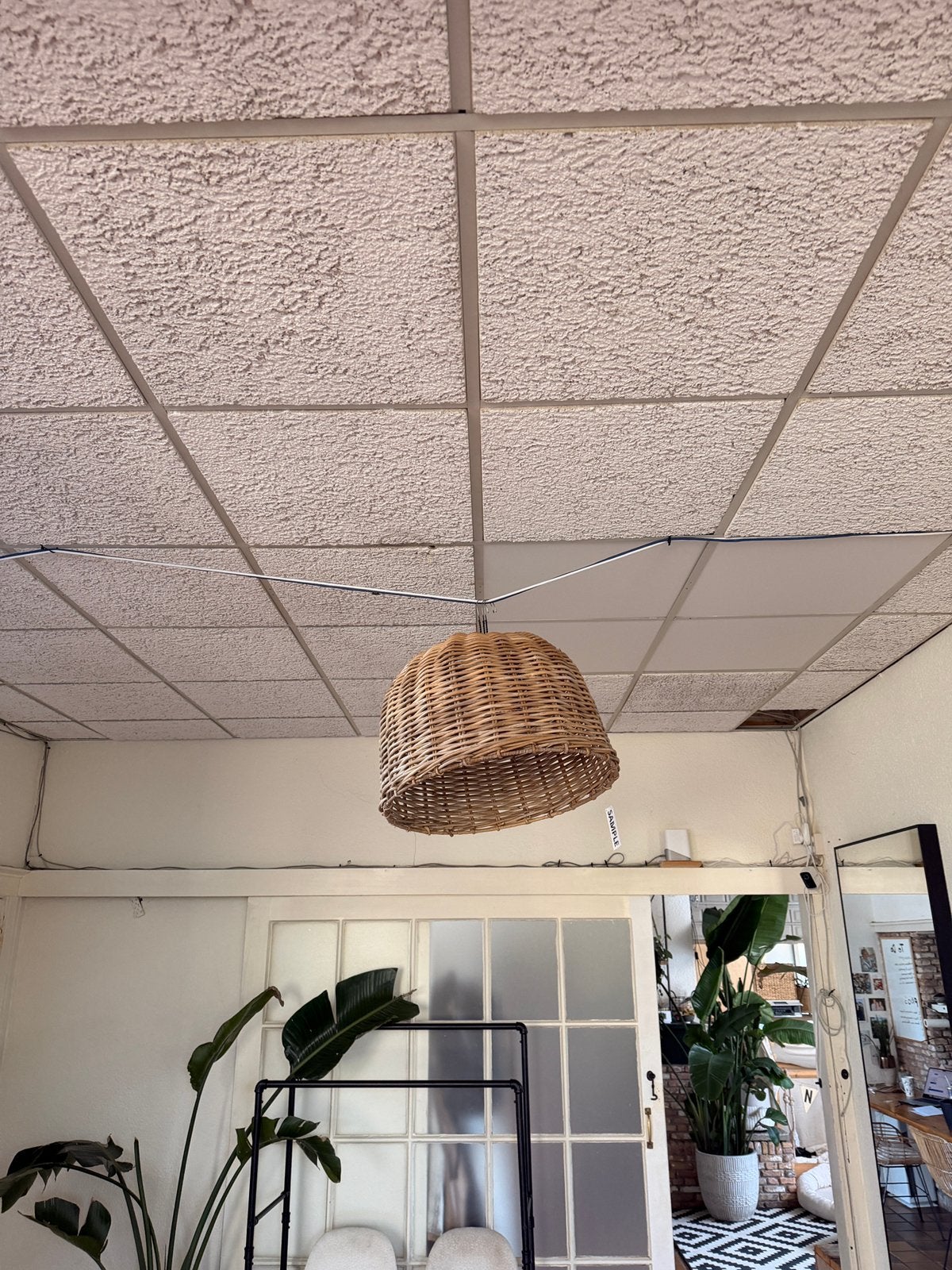 Grote rieten lampenkap 55-30cm - Natuurlijke sfeer - nieuw, Hanglamp, Bruin, Natuurlijk materiaal, Rond