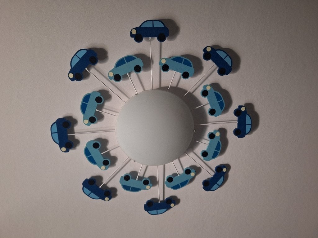 Plafond lamp met auto's, Huis en Inrichting, Lampen | Plafondlampen, Ophalen of Verzenden, Zo goed als nieuw, Kunststof