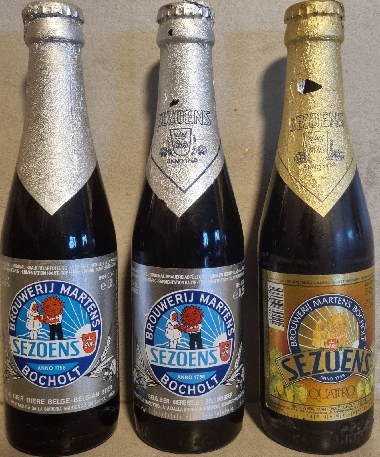 3x Sezoens - Brouwerij Martens, Bocholt - geen tht, '92, '93, Verzamelen, Biermerken, Ophalen of Verzenden, Zo goed als nieuw