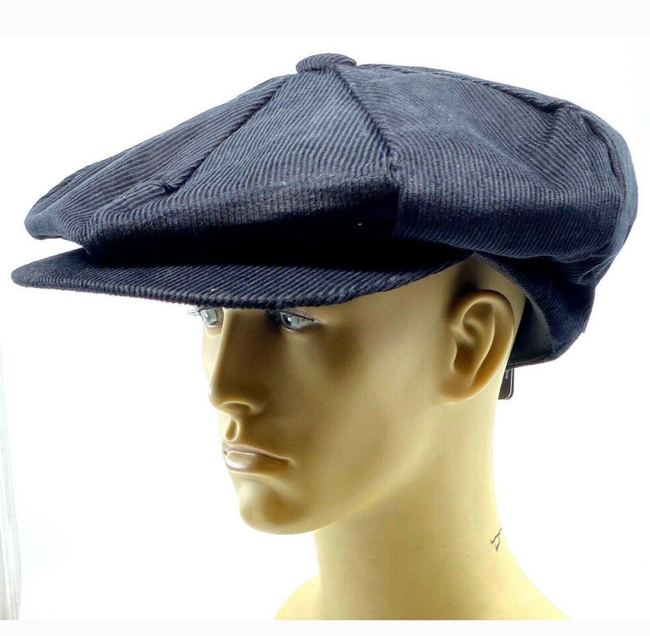 Peaky Blinders Gatsby Pet Hoed Oversized Cord Zwart big hat, P, P, P, Nieuw