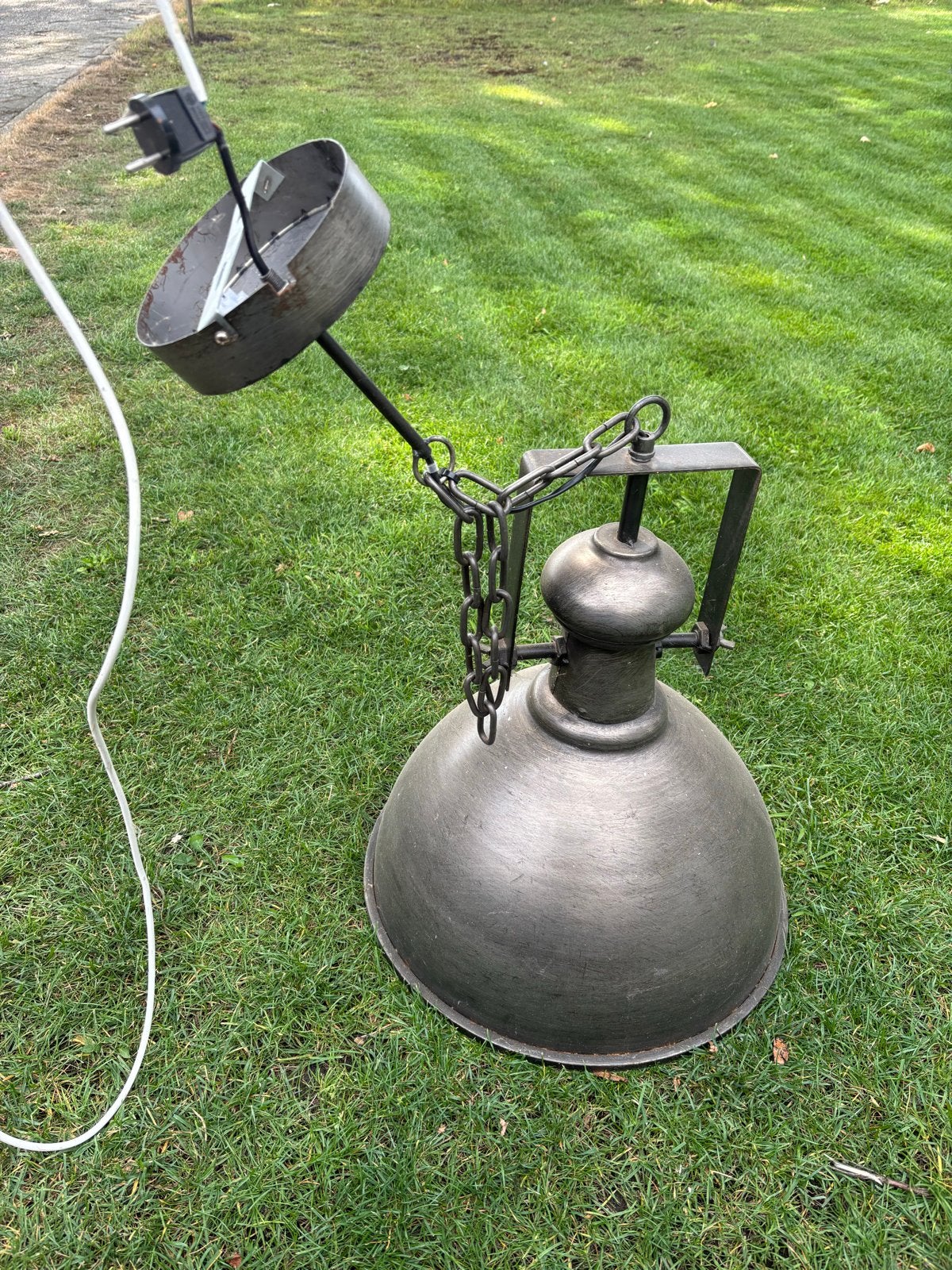 Grote industriële hanglamp, Huis en Inrichting, Lampen | Hanglampen, Ophalen, Gebruikt, Metaal, E27 (groot)