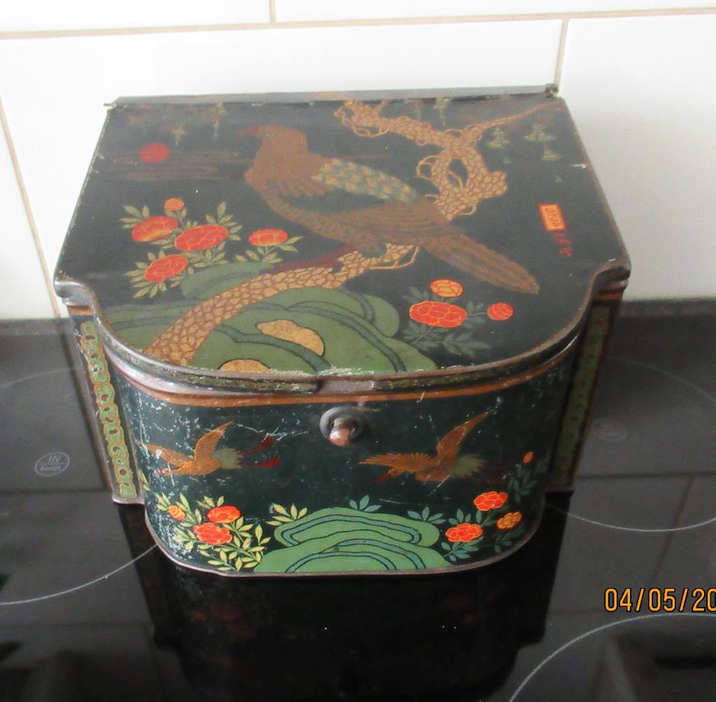 ANTIEK BLIK MET VOGELS-TOFFEE  BLIK -DE FAAM- BREDA -CA1910, Ophalen of Verzenden, Gebruikt, Overige