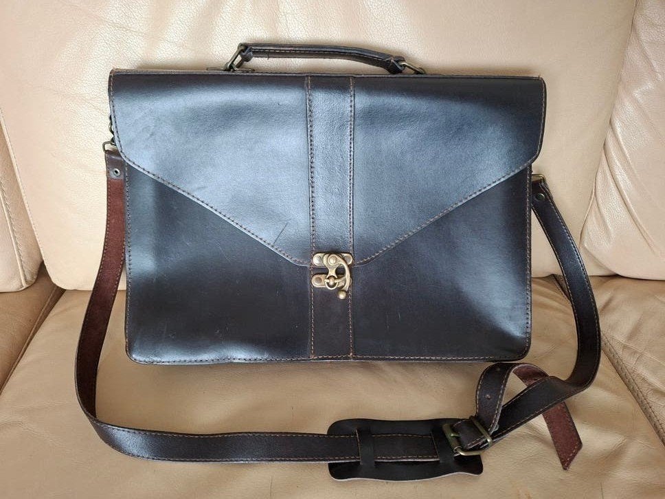 Mooie lederen vintage aktetas, Overige merken, Bruin, Ophalen of Verzenden, Zo goed als nieuw