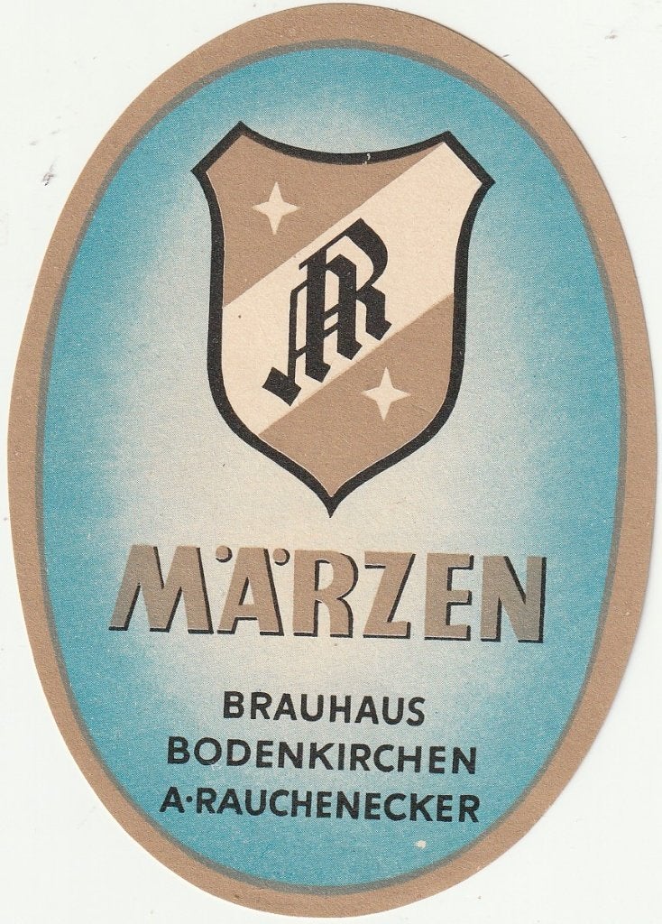 oud bieretiket Duitsland Brauhaus Bodenkirchen Märzen, Verzenden, Zo goed als nieuw, Overige typen, Overige merken