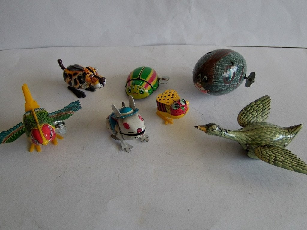 Oude blikken dieren figuren, 7 stuks. Japan, jaren''60''s, Verzamelen, Speelgoed, Ophalen of Verzenden, Gebruikt