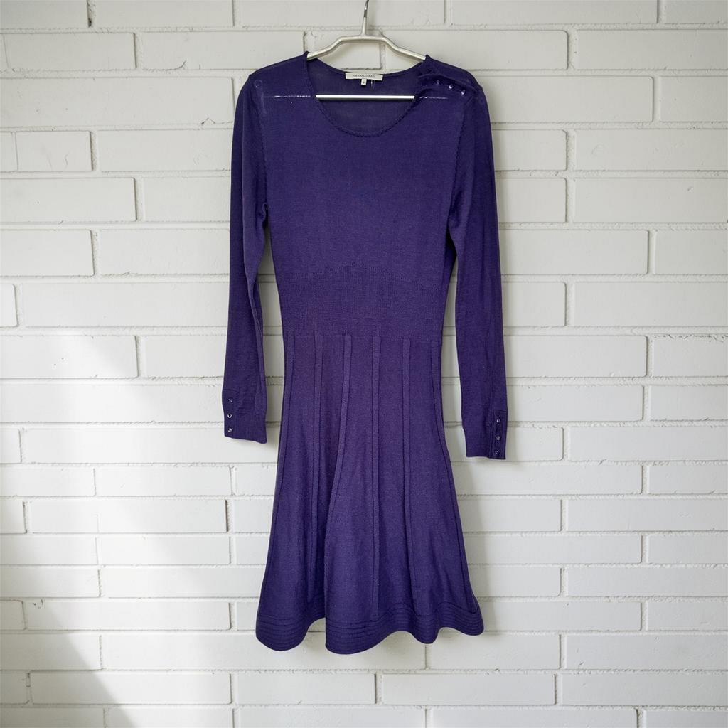 Gerard Darel Jurk Maat 2 Paars Gebreid Skater Style Midi Wol, Kleding | Dames, Jurken, Maat 38/40 (M), Gd, Gd, Paars