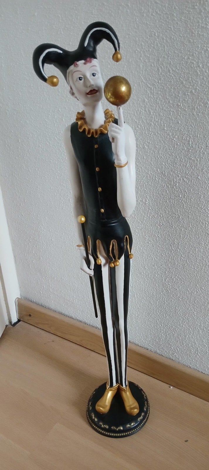 Decoratieve Harlekijn Beeld - Zwart/Wit/Goud, Verzamelen, Ophalen, Zo goed als nieuw, Mens