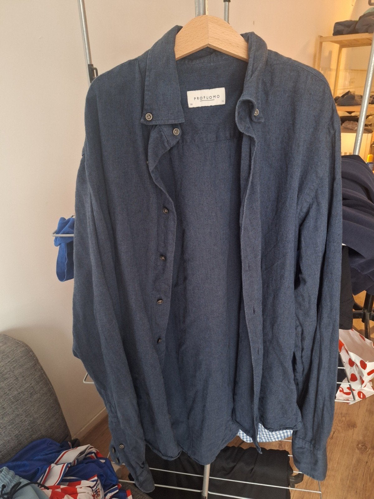 Profuomo Heren overhemd - Donkerblauw, Ophalen, Blauw, Profuomo, Overige halswijdtes