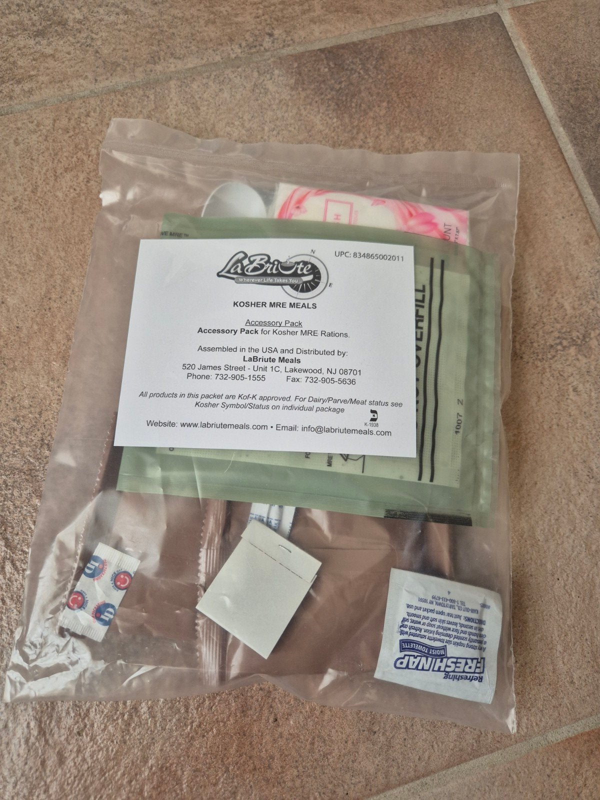 Us Kosher MRE Accessory pack, Ophalen of Verzenden, Landmacht, Amerika, Embleem of Badge