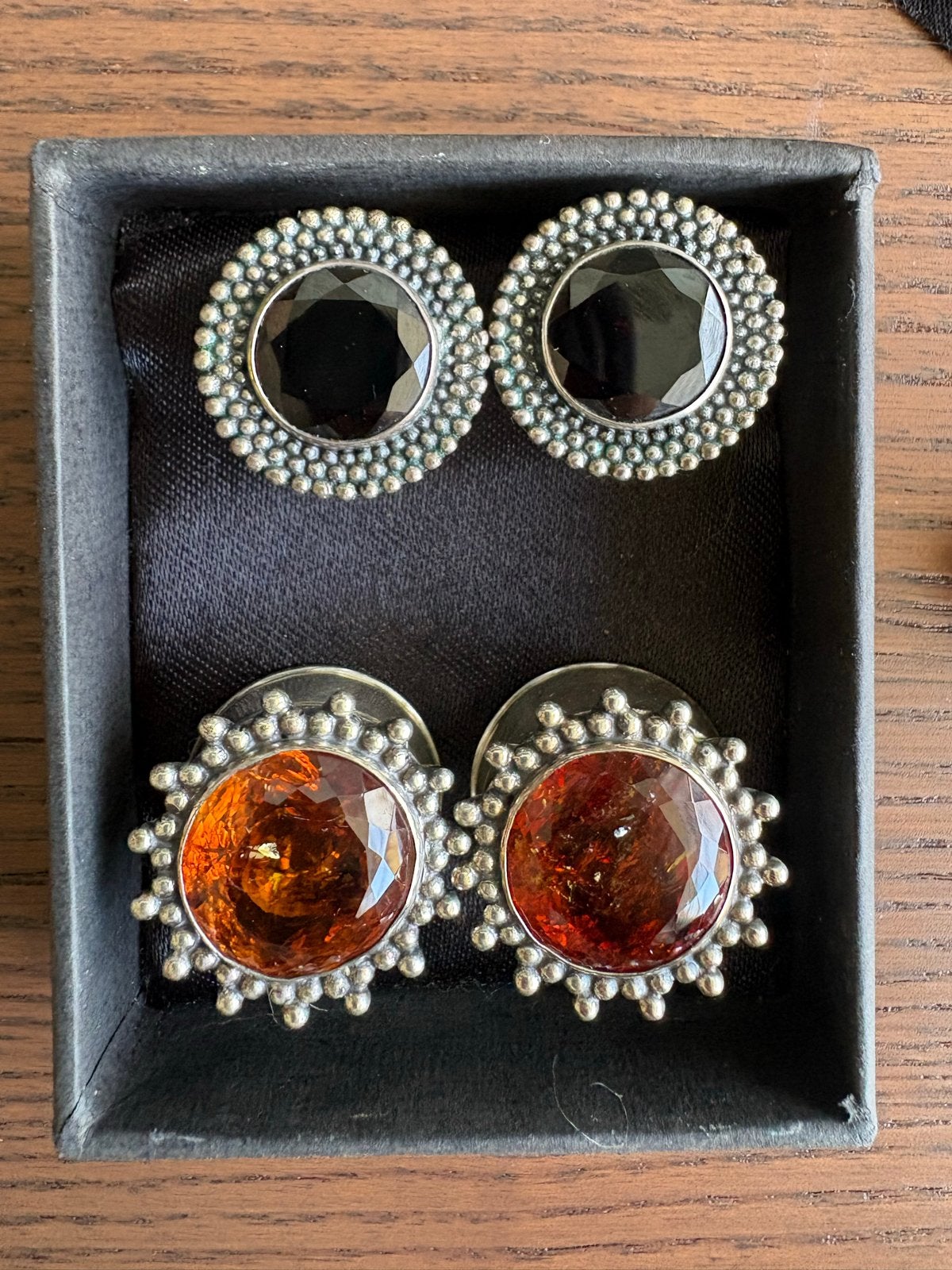 Nieuw Naga Tunnels 22mm 925 Zilver Granaat Citrien Oorbellen, Verzenden, Nieuw, Zilver, Oor- of Traguspiercing