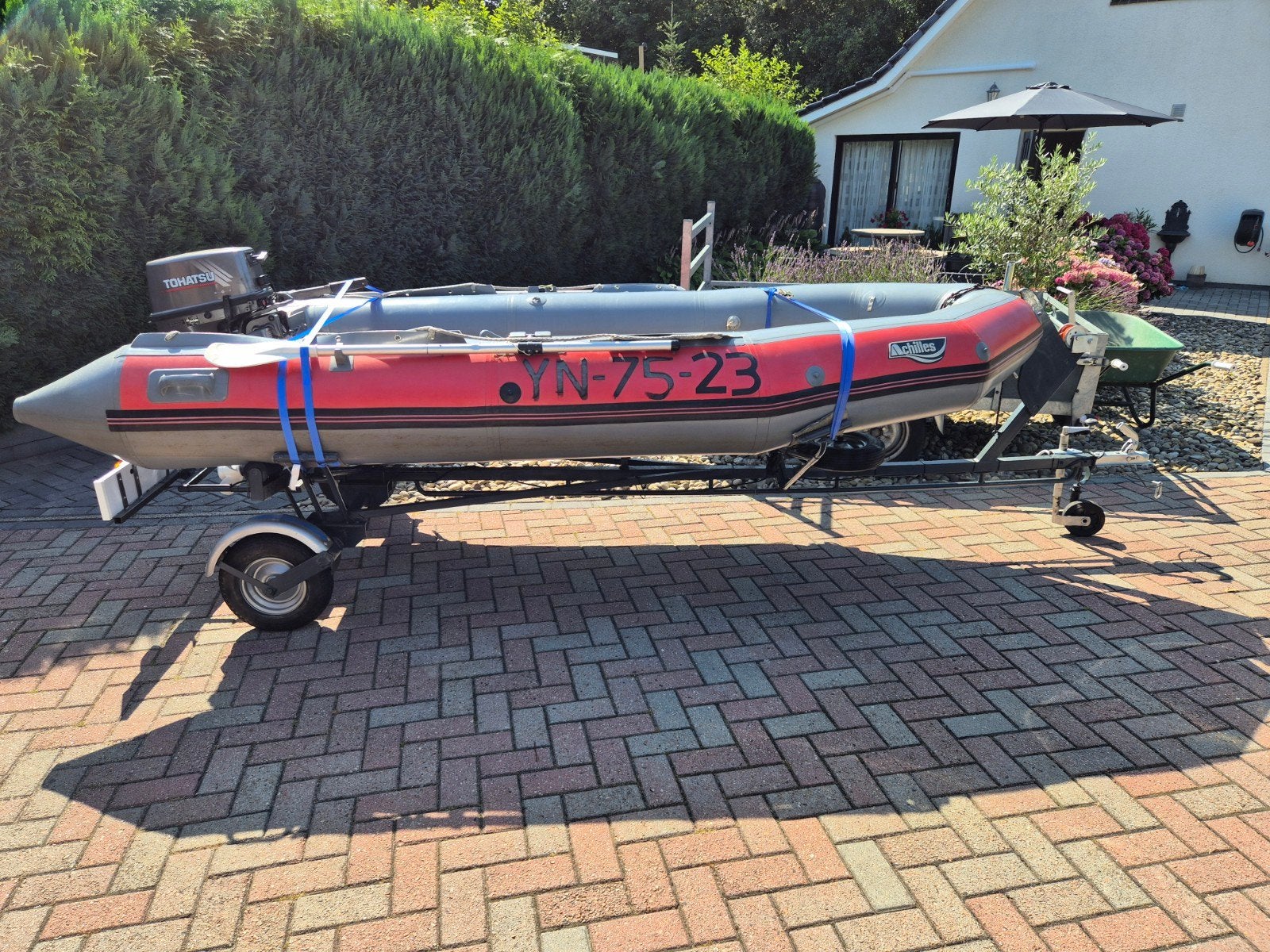 Trailer met Achilles 3.65 (zonder motor), Watersport en Boten, Ophalen, Minder dan 1500 kg, Gebruikt, Minder dan 6 meter