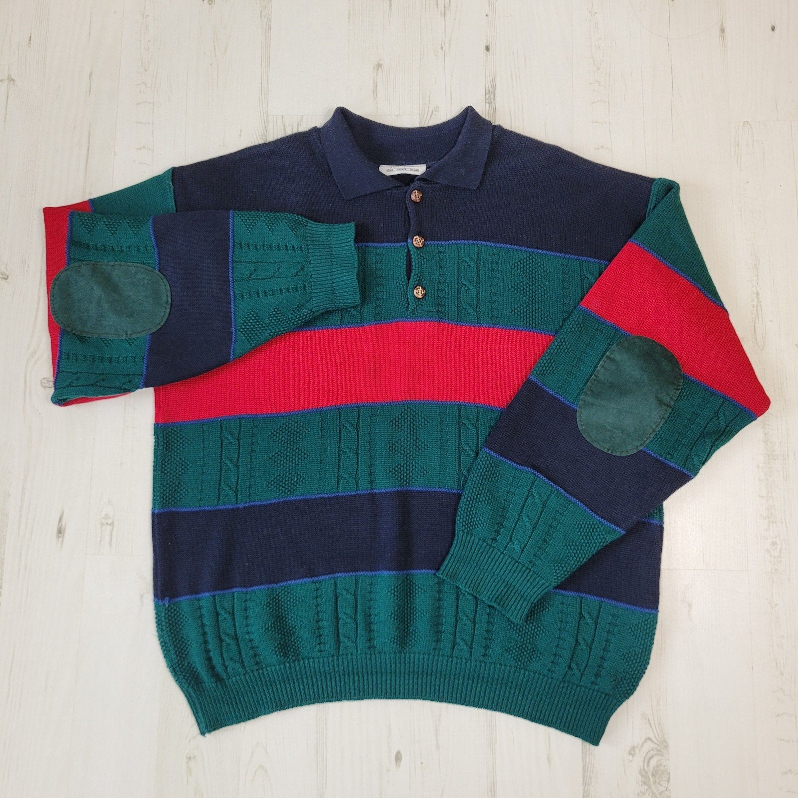 Rian Rucci trui pullover 52 XL 50% wol groen rood blauw, Kleding | Heren, Maat 52/54 (L), Rian Rucci, Ophalen of Verzenden, Zo goed als nieuw