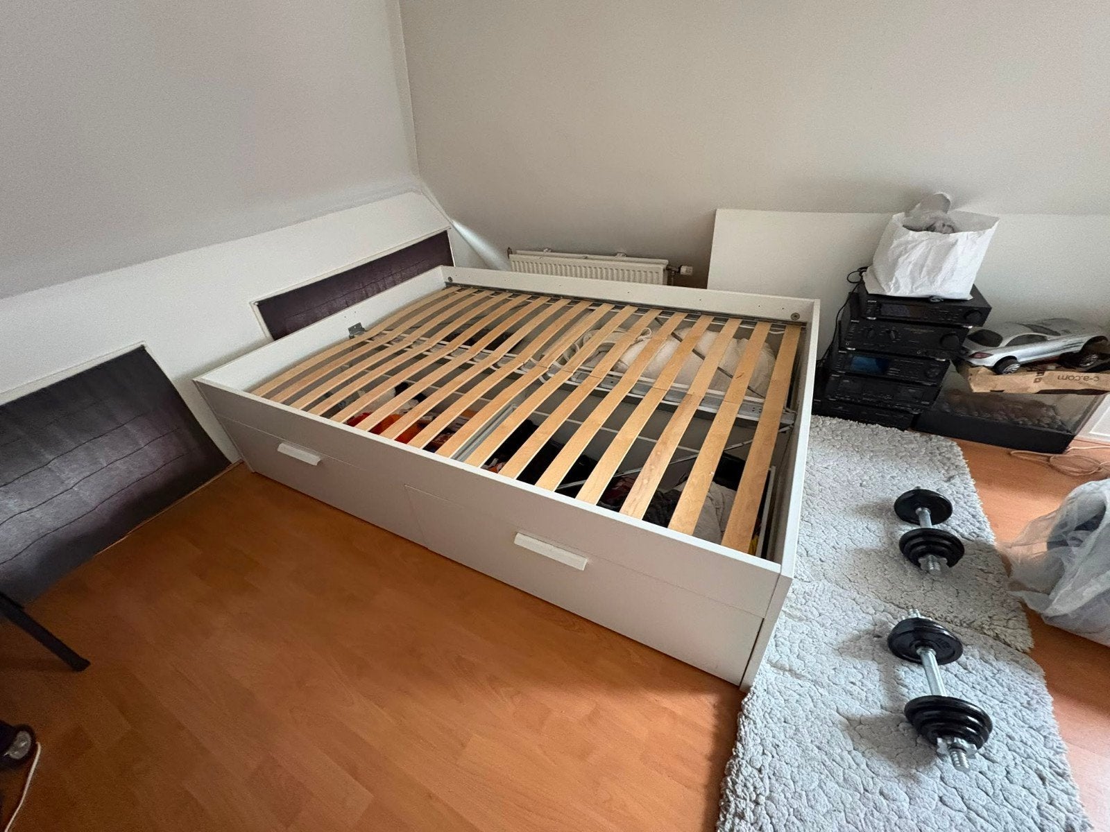 Ikea BRIMNES 140 x 200 Wit Opbergbed, Ophalen, Gebruikt, Wit, Tweepersoons