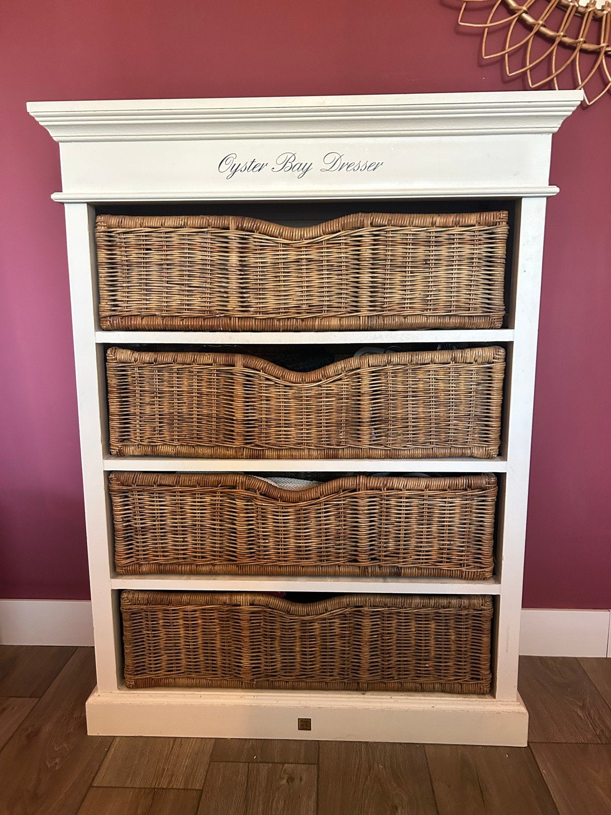 Riviera Maisin Oyster Bay Dresser met rieten manden, Ophalen, Gebruikt, 100 tot 150 cm, 50 tot 100 cm
