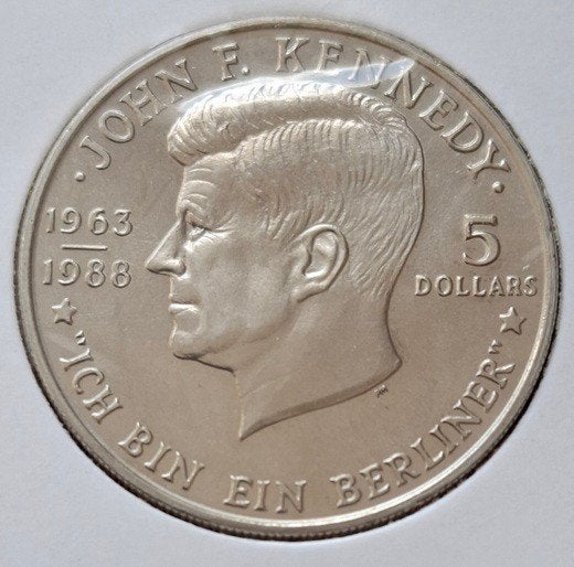 Niue 5 dollars 1988 Km 17 John F. Kennedy, Verzenden, Losse munt