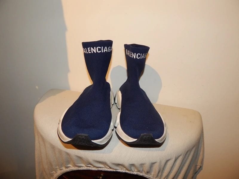 Balenciaga speed sneakers blauw merk bovenkant ZGAN 40, Balenciaga, Verzenden, Blauw, Sneakers of Gympen
