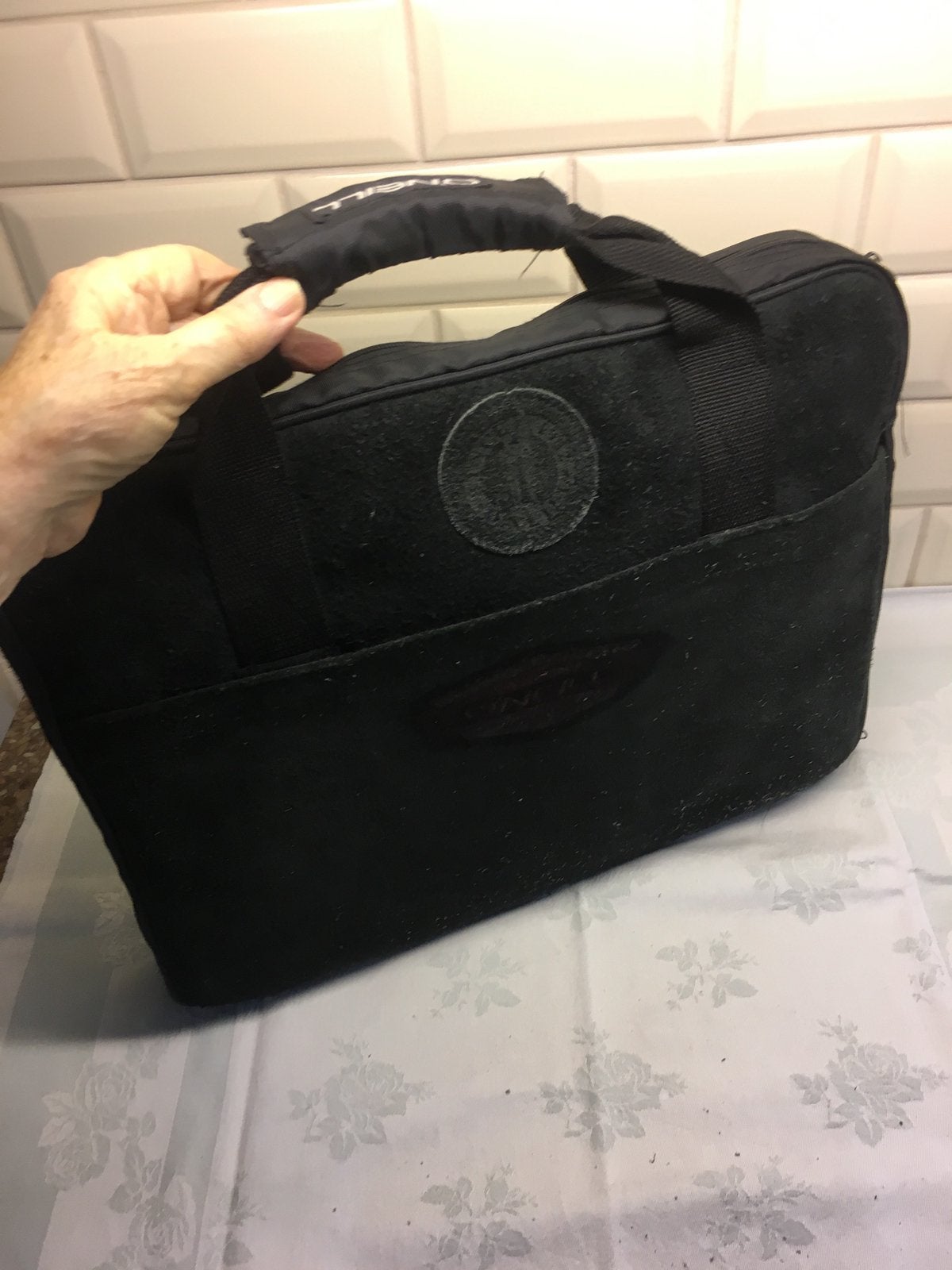‘O’Neill’ Laptoptas. 1980. Echt Leder, zwart suède., Ophalen of Verzenden, 17 inch of meer, Zo goed als nieuw, Aktetas