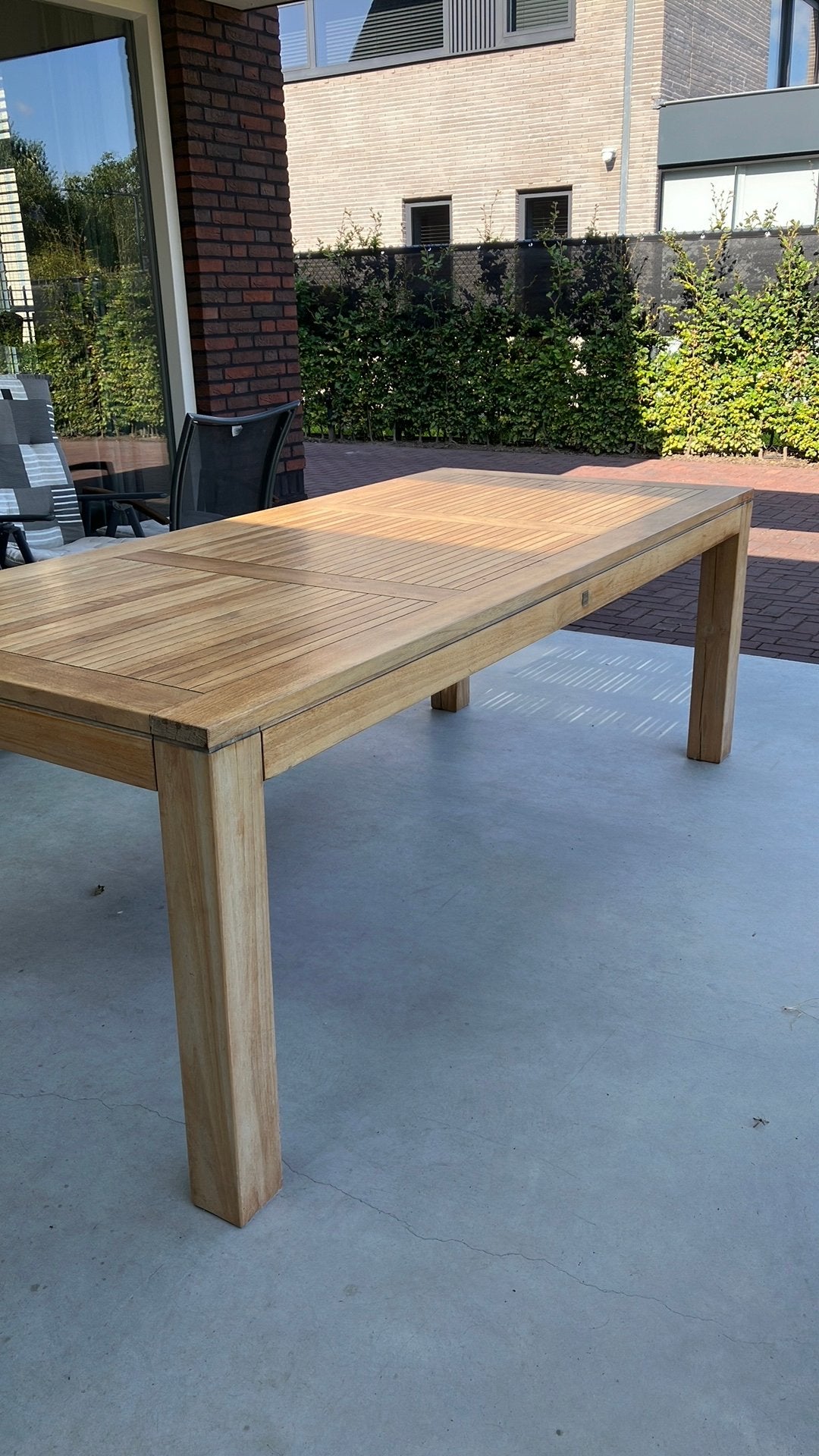 Eiken tuintafel, Tuin en Terras, Tuintafels, Ophalen, Gebruikt, Rechthoekig, Hout
