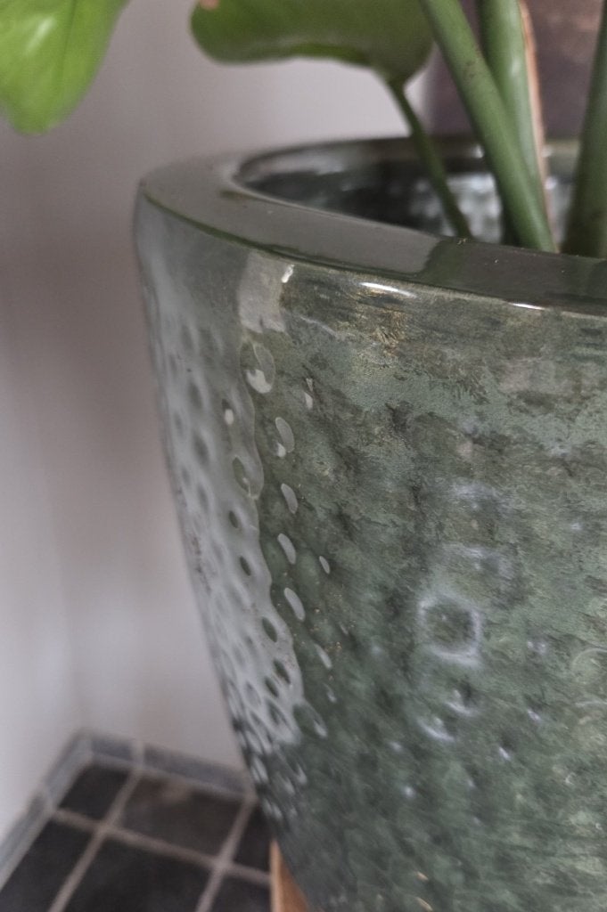 Nieuwe ronde bloempotten Palomas metaal gehamerd (3 maten), 25 tot 40 cm, Rond, Ophalen of Verzenden, Minder dan 40 cm