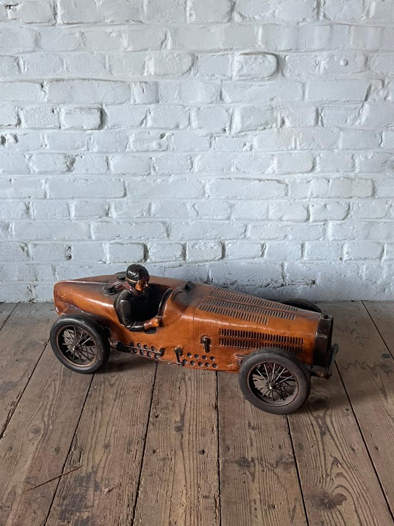 Houten Bugatti Grand Prix schaalmodel vintage auto wagen, Antiek en Kunst, Antiek | Speelgoed, Ophalen