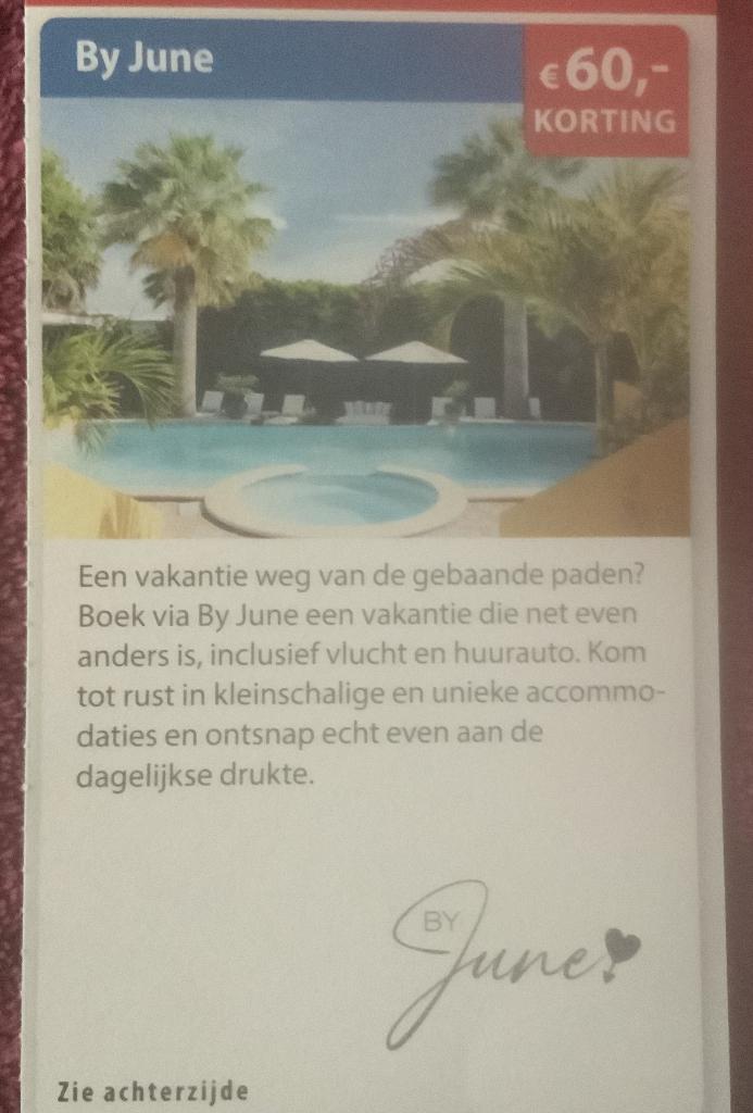 By June vakantie voordeelbon, Tickets en Kaartjes, Drie personen of meer, Kortingsbon, Overige typen